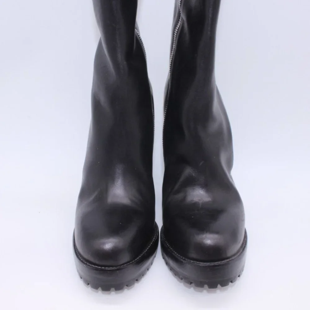 Michael Kors Leather Tall Riding Platform Heel Boots Black Size 40 New W/Defect